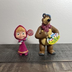 2.25-2.75in Masha And The Bear Cake Topper Figurines PVC Lot Of 2 Toys