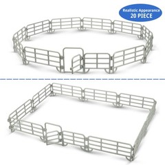 20PCS Corral Fencing Playset with Gates for Barn Farm Animal Toys