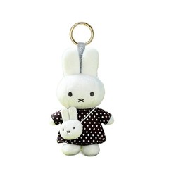 VIPO Miffy Plush Keychain Doll Polka‑dot Bunny Soft Bag Charm Pendant Black