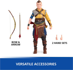PlayStation God of War Ragnarok, 6” Atreus Action Figure with 4 Accessories