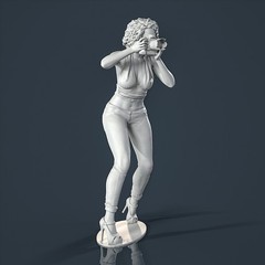 Unpainted Painted resin figurine Woman girl female photographer