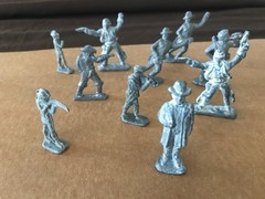 Unpainted Lot Of 28 Lead Figures-Knights-Indians-Tee Pee-Calvary-WWI Solders