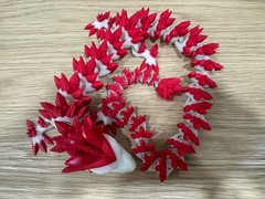 3D Printed, 3D Articulated Dragon 24in Glow In The Dark Red / White Dual Color