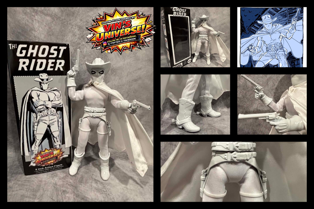 Custom 8″ Mego Scale Ghost Rider Carter Slade Complete Action Figure with Box