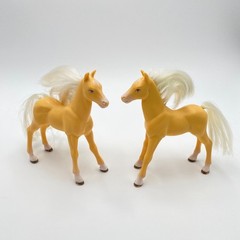 Vintage Playskool 1993 Yellow Horses Set 2 Blonde Mane Tails Stable Pony Figures