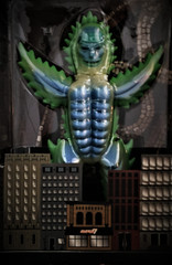 GIANT 15″x10″ GLOW KITTY FIRE 2006 MIRRORMAN MONSTER SUPER 7 KITEFIRE NAGATA MIB