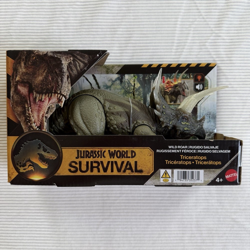 Mattel Jurassic World Survival Wild Roar Triceratops Park Dinosaur Figure