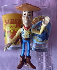 Toy Story 8oz Juice Tumblers & 6” Tall Woody Figure Lot of 3