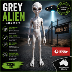 Alien Figurine 22cm Grey UFO Area 51 Collectible Gift Statue
