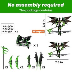 T13 Action Figure Set Fully Assembled Dummy 13 Robot with Demon Wings Green Blac