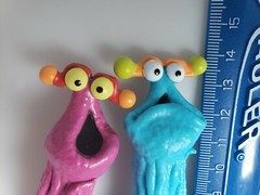 6 Sesame St PVC Figures: Pink & Blue Yip Yips, 2-Headed, Honker, Dinger, Frazzle