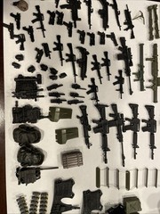 Lot Of Over 120 Accessories Guns Weapons Black Sizes Varies Small Pieces