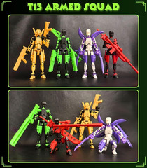 4-Pack T13 Action Figure Set,7 Inch Multi-Colored Titan 13 Robot, Dummy 13, 3D P