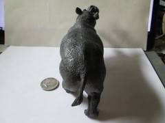 VINTAGE HARD PLASTIC RESIN Rhinoceros Rhino Gray African MOUTH OPEN Animal Toy