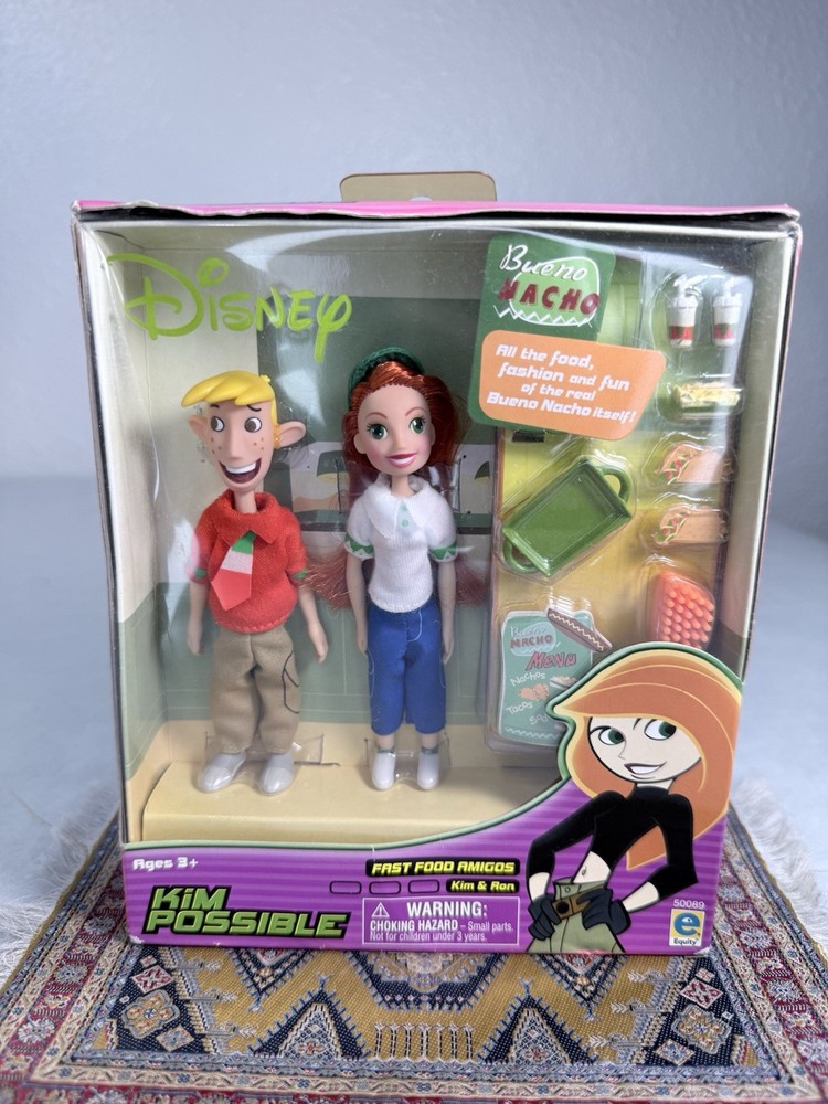 Disney Kim Possible Fast Food Amigos Kim & Ron 4″ dolls NEW Equity Marketing