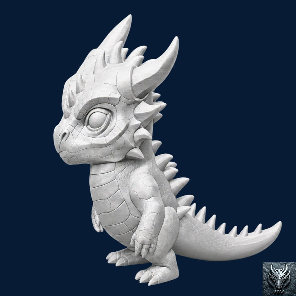 Frostbound Whelp Baby Dragon 3D Printed Figurine Wingless Ice Drake PLA