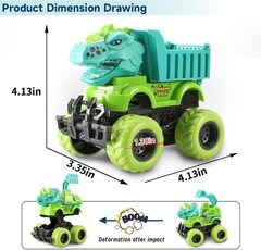 Dinosaur Monster Truck Toys Set for Boys 3-5 Years with Mini Dinosaur Figures