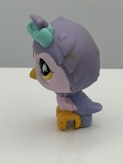 LPS Purple Owl Littlest Pet Shop 924 Bird Bow Pet Toy Hasbro 2007 Yellow Eyes