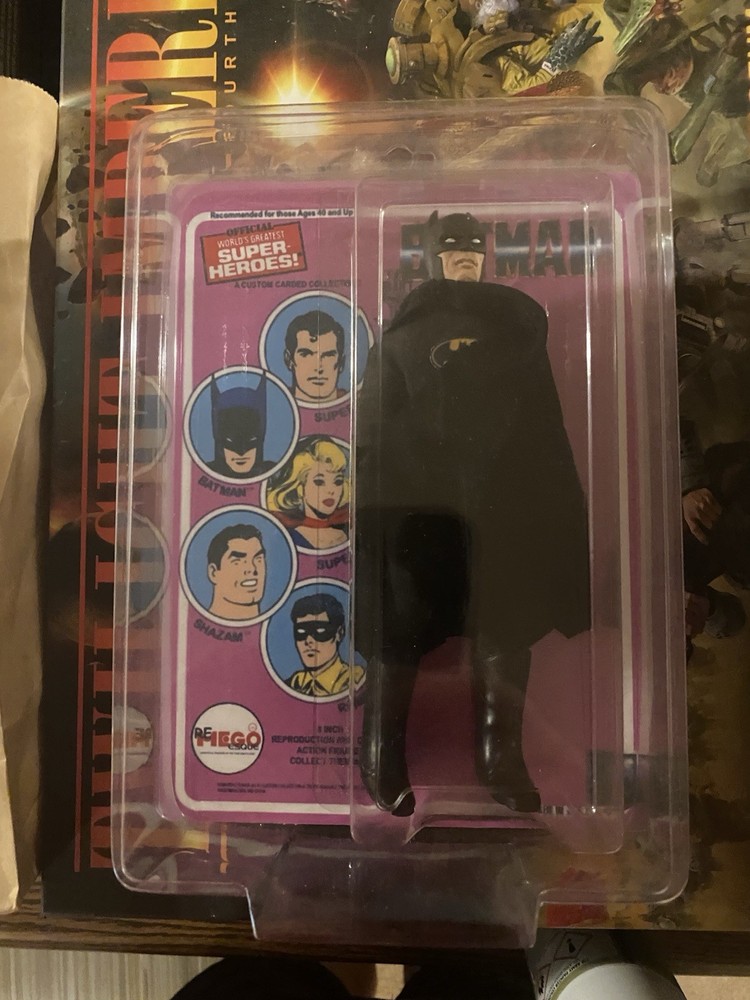 Mego WHSH: Numego CUSTOM BATMAN-Black Suit w/package & TOYSHIELD Clamshell