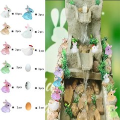 Complete 36-Piece Easter Mini Animals Set – Pastel Resin Rabbits, Eggs, Chickens