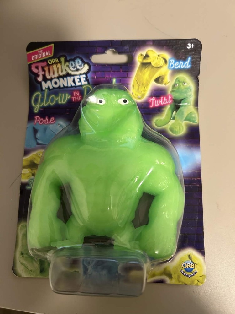 Sealed ORB Orginal Funkee Monkee Bend & Pose Novelty Toy GLOW IN THE DARK Green
