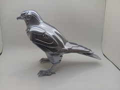 Retro Silverhawks Tally Hawk statue figure 7″ 3D printed metallic silver plastic