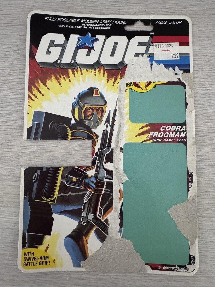 GI Joe Eels Cobra Frogman Vintage 1985 Cut File Card Back ARAH