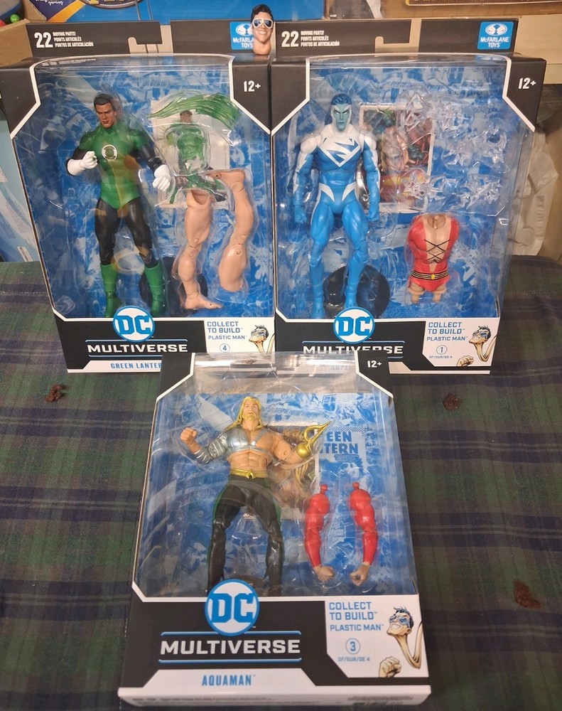 Mcfarlane Toys DC Multiverse JLA Plastic Man BAF Set Complete 3 Plus Head