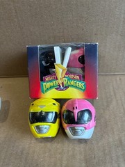Pink Black Yellow Power Rangers Candy Heads (4) 2 Loose & 1 Pair MIB