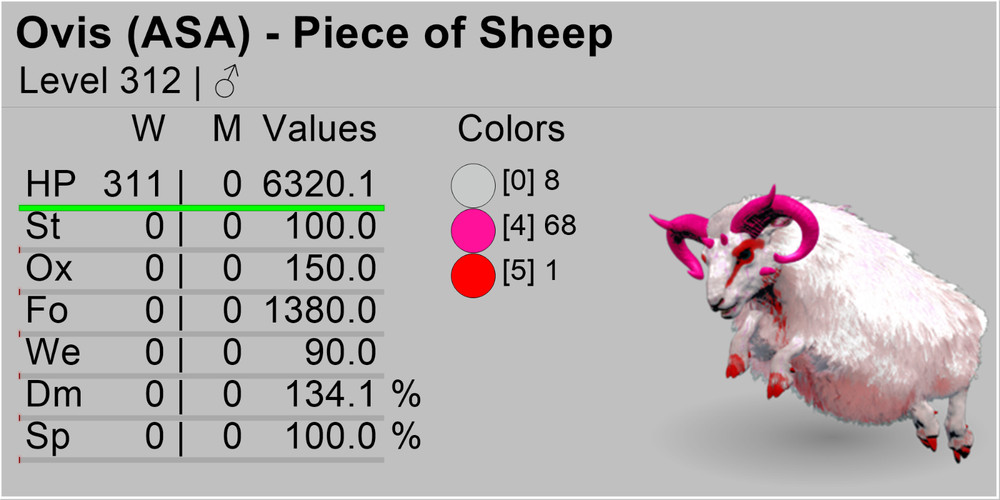 Ark Survival Ascended PVE Ovis TOP STATS