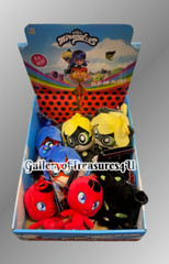 (1) Miraculous Plush Clip Ladybug Cat Noir Tikki or Plague 4″ Doll 6″ w/ Clip