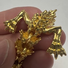 Chinese Gold Tone Articulated Dragon Figurine 3D Zodiac Tabletop Feng Shui Decor