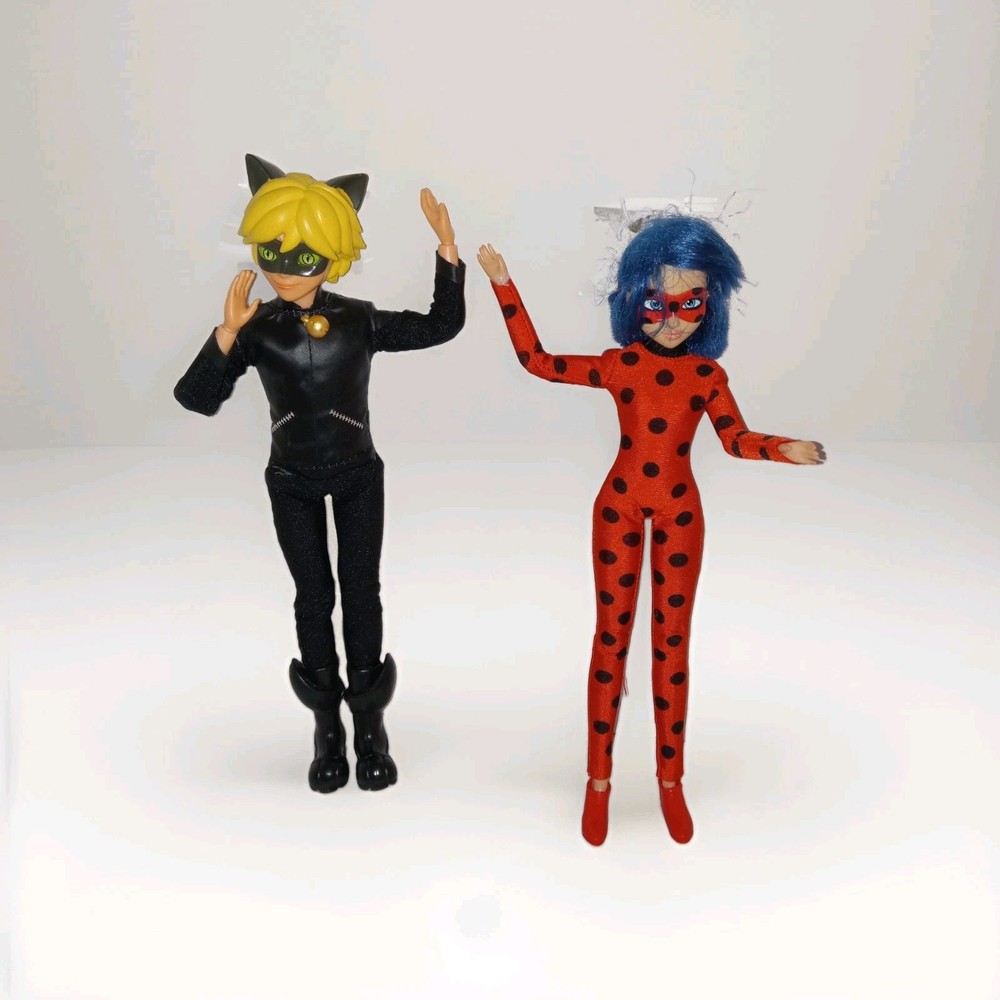 Miraculous Ladybug & Cat Noir Dolls 2-Pack Poseable Preowned