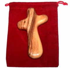 Holding Cross will fit in your Palm known as Olive wood Comfort Holding Cross