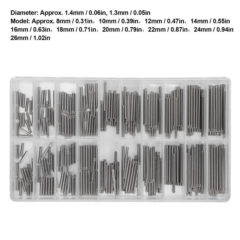 1.3MM/1.4MM 8‑26MM Watch Bracelet Pin Friction Bar Assortment Watch Repairing