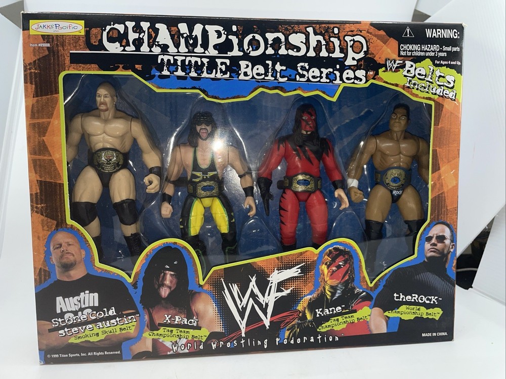WWF Championship Title Belt Series 4-Pack Action Figures Set NIB