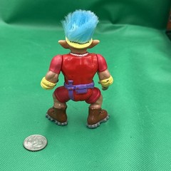 Vintage 1992 Ace Novelty Co. Muscle Troll Action Figure Blue Hair Red Outfit