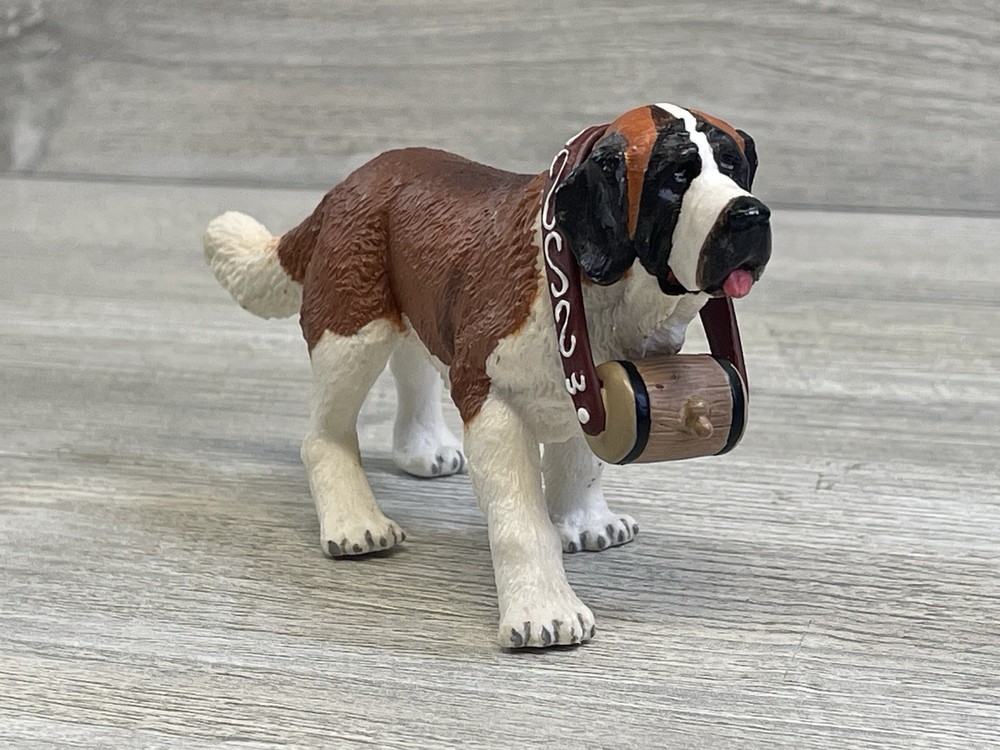 PAPO Dog and Cat Companions Saint Bernard Toy Figure, Brown/White (54009)