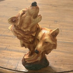 Nemesis Now Natural Song Howling Wolves Wood Effect Bust, Polyresin, One Size