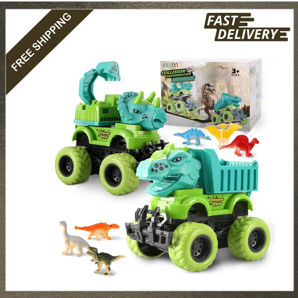 Dinosaur Monster Truck Toys Set for Boys 3-5 Years with Mini Dinosaur Figures