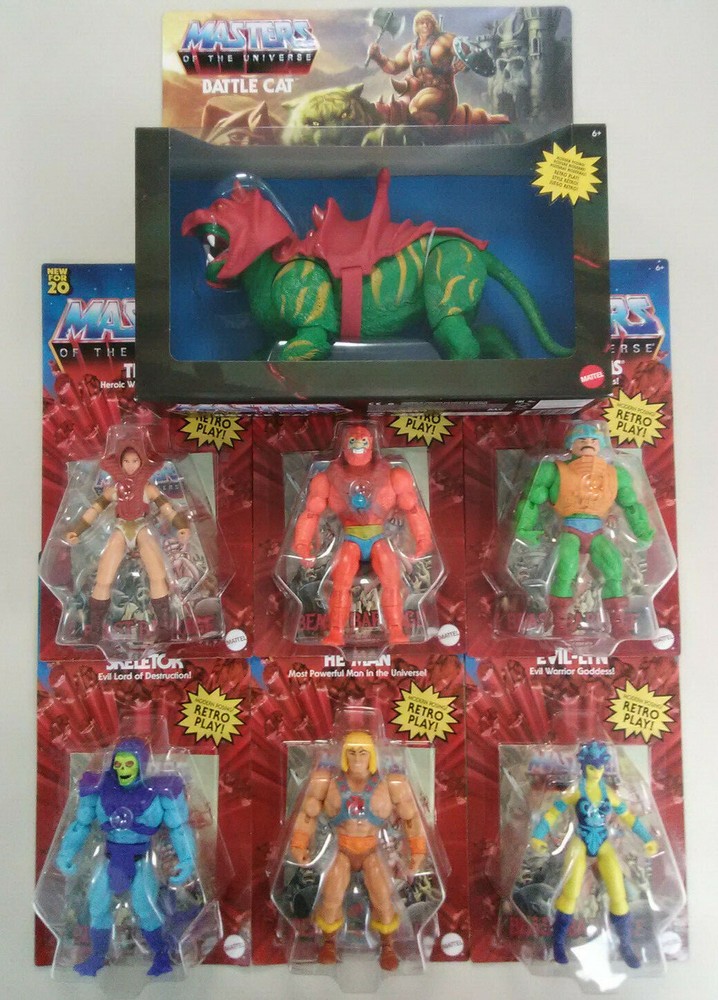 He-Man MOTU Masters of The Universe Origins 2020 Retro Set of 7 Battle Cat NEW