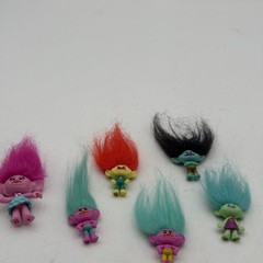 Trolls Mini Action Figure Collection Lot of 6 Multicolor Hair Dreamworks 2015