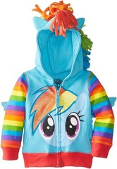 Girls Rainbow Dash Blue Zip Jacket Cotton Polyester Whimsical Design