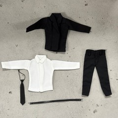 SU-SUIT-BK: 1/12 Black Slim Suit for Mezco or Nota NT-01 NT-02 NT-02W body