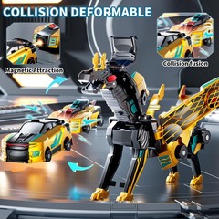 ZDRKWSM Collision Transforming Dinosaur Car 4.5 x 5.3 x 1.8 inches, Golden