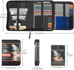 80 PCS Pro Drawing Set Sketching Kit, Art Kit with Drawing Pencils for Sketching