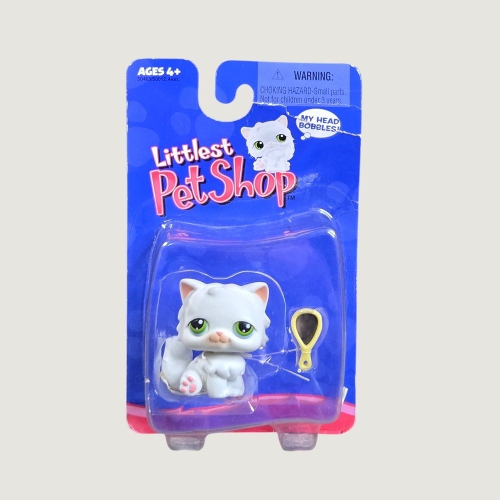 Hasbro Littlest Pet Shop 50012 Persian Cat Figure Bobble Head Mirror 2004 NIB