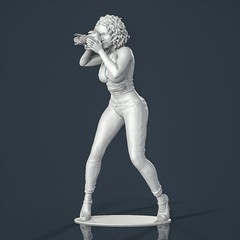 Unpainted Painted resin figurine Woman girl female photographer