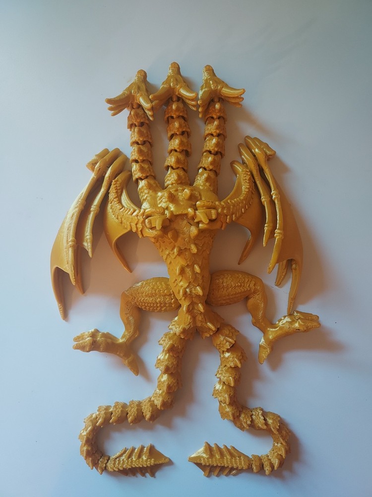 Gold Multi-Headed Dragon Figure (3d printed Fantasy Creature Toy)