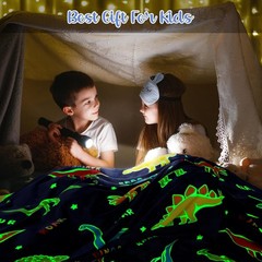 Dinosaur Blanket Glow in The Dark Kids Toy Throw Bed Decor for Boys Girls 50×60